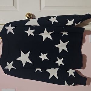 Zenana Outfitters Navy and White Star Knit Sweater